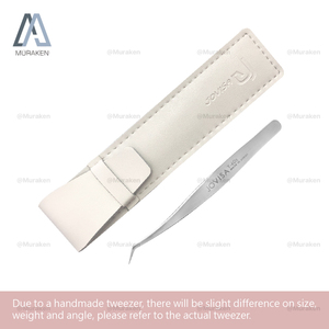 Stainless Steel Silvery Pointed Eyelash Tweezers Set with Leather Case for Eyelash Extension - Product Image 4