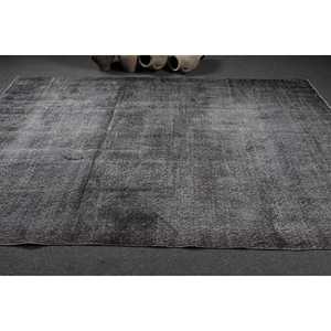 พรมตุรกีขนาด 6.1x9.7 ฟุต พรมวินเทจ พรมลายปะติดสีเทา ทำจากขนสัตว์ - Product Image 3