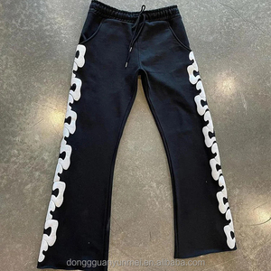 Custom Fleece Joggers Cintura Cordón Sun Faded Puff Print Hombres Pantalones de chándal Lavado ácido French Terry Streetwear Pantalones de chándal holgados - Product Image 4