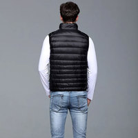 MANGOES FASHIONS Gilet matelassé sans manches pour homme en toile de fibre de bambou bleu marine de haute qualité, rembourrage 100 % polyester, fermeture éclair