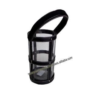 Linternas cilíndricas de cristal de grado superior recién llegadas con correas de cuero negro para decoración de bodas en interiores y exteriores - Product Image 2