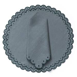 Rustic linen <b>table</b> placemats adorned with folk embroidery work for warm <b>dining</b> room decor <b>farmhouse</b> <b>style</b> homes - Product Image 6