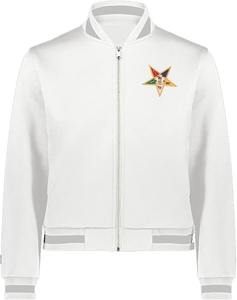 Chaqueta de Cuero Blanca OES, Abrigo Personalizado de la Orden de la Estrella de Oriente con Bordado y Emblema Multicolor - Product Image 2