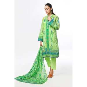 Ensemble de costume en tissu imprimé non cousu vert pour femmes, 3 pièces - Product Image 3