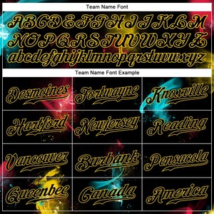 Motif de graffiti personnalisé noir-or 3D authentique maillot de baseball vêtements de sport respirant séchage rapide - Product Image 4