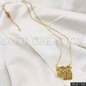 Conjunto de joyería de lujo de diseñador Colgante de pendiente chapado en oro con anillo de cadena ajustable SKU7349 único para bodas y fiestas - Product Image 5