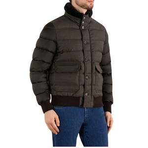 เสื้อแจ็กเก็ตผ้าขนเป็ดสีเขียวสำหรับผู้ชายเสื้อผ้าลำลองคอขนสัตว์ออกแบบโลโก้ได้ตามต้องการ - Product Image 3