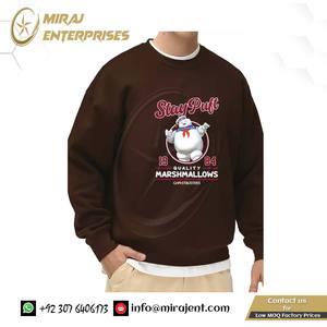 Cazafantasmas Stay Puff Marshmallow Print Crew Neck Sudadera térmica 100% algodón Casual Knit Fabric con ligero estiramiento - Product Image 2