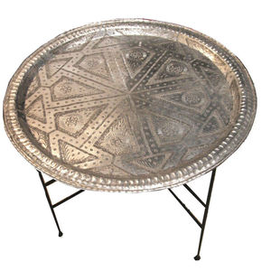 Plateau marocain Table basse décorative Base en fer forgé Table marocaine classique pour salon - Product Image 1