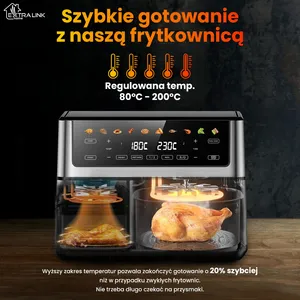 Freidora de Aire Extralink Home Air Fryer SJ-1000 PRO 10L EU (6.5L+3.5L) 2500W - Product Image 4