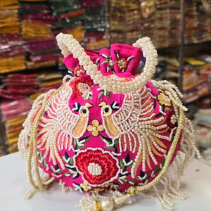 Bolsos Potli Tradicionales, Bolso de Mano para Mujer, Bolso Hecho a Mano, Regalo de Navidad, Bolso de Mano Tipo Clutch, Lote al por Mayor de Bolsos Potli para Bodas - Product Image 1