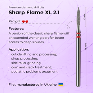 Premium Diamond <b>Nail</b> Drill Bit Sharp Flame XL 2.1mm Red Grit for Professional Manicure - Product Image 3