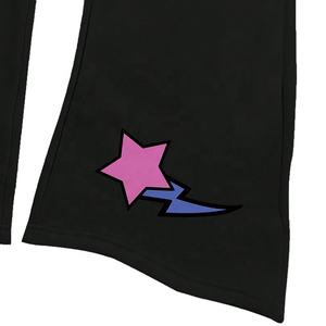 Sweatshirt à capuche avec fermeture éclair lavé à l'acide personnalisé survêtement patchwork lourd costume avec logos brodés - Product Image 3