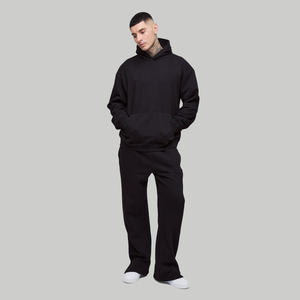 ชุดวอร์มผ้าฝ้ายโอเวอร์ไซส์สำหรับผู้ชายกางเกงขาบาน400 GSM มีฮู้ดและซิป100% ฤดูหนาว - Product Image 1