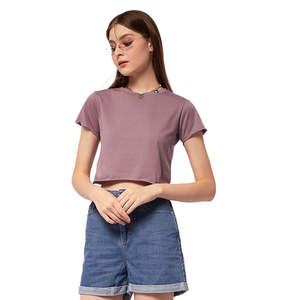 Camiseta Corta de Algodón para Mujer, Diseño de Alta Calidad, Color de Moda, Cuello Redondo - Product Image 5