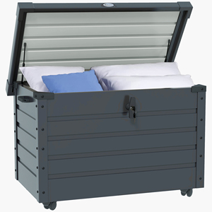 Outsunny 295L Cofre de Almacenamiento para Exteriores con Cerradura y 2 Asas, Acero Galvanizado, 120x62x66 cm, Gris Oscuro - Product Image 1