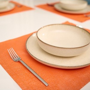 Juego de manteles individuales naranjas de algodón 100% de 2 piezas, mantel decorativo de mesa de 35x45cm, accesorios de mesa de comedor elegantes lavables duraderos - Product Image 2