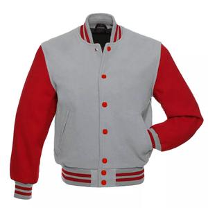 Premium Letterman Baseball Varsity Veste pour Hommes Rose Laine Rouge En Cuir Véritable Manches Collège Lycée Veste Hommes Vestes - Product Image 3