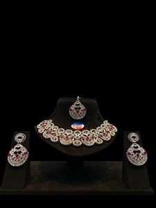 Sparkling AD Stone Necklace Set for <b>Women</b> Modern Bridal Jewelry Collection Featuring a Polished Finish and Matching Earrings - Product Image 5