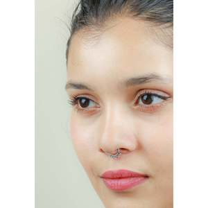 925 Silver Septum <b>Ring</b> Nazakat Tribal Rawa Work Body Jewelry Piercing Jewelry with <b>Titanium</b> and Stainless Steel 14K Material - Product Image 2