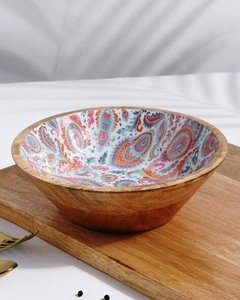 Decorative Design High Quality <b>Bowl</b> with Enamel Printing Design Wooden <b>Fruits</b> <b>Bowl</b> Mixing Salad Server Mango <b>Wood</b> Mixing <b>Bowl</b> - Product Image 6