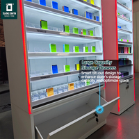 Étagère à tabac en métal à 9 niveaux pour station-service, présentoir à tabac avec boîte lumineuse LED