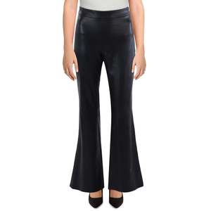 Pantaloni Bagatelle NYC da Donna Antirughe Traspiranti a Gamba Larga e Svasata - Casual in Ecopelle a Vita Alta Taglie da XS a 3XL Nero PU - Product Image 1