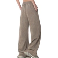 Moda geniş bacak kadife kargo pantolon kontrast İpli bel cepler pamuk ter pantolon erkek casual baggy alevlendi pantolon
