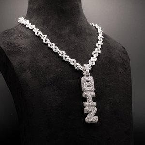 Tùy chỉnh Biz thư Mặt dây chuyền vòng cổ | 925 Sterling Bạc | vvs moissanite kim cương | hip hop Iced ra đồ trang sức - Product Image 3