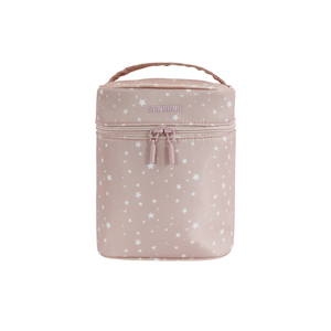 Sennrong Pink Star Pattern Cosmetic Bag Zipper Closure Water Resistant Travel Makeup Pouch Elegant Style All Seasons - Product Image 1