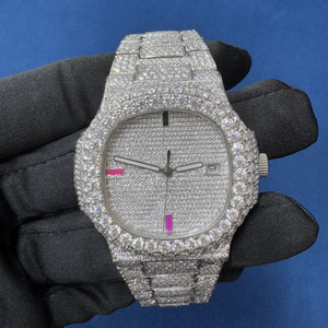 Montre à mouvement automatique Hip-Hop en acier inoxydable avec diamant Moissanite VVS de qualité supérieure au prix de gros - Product Image 4