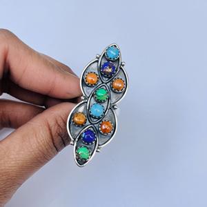 Bague turquoise en argent sterling 925 avec réglage de lunette Bague de fête de mariage et d'anniversaire à la mode - Product Image 3