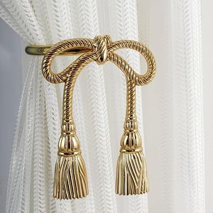 Sang Trọng Brass Rèm <span class=keywords><strong>Tieback</strong></span> Móc Dây Thừng Knot Tua Thiết Kế Trang Trí Tường Móc Cho Màn & Rèm Cửa - Product Image 1