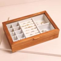 Boîte de rangement empilable pour présentoir de bijoux Plateau à bijoux en bois pour anneau Boucle d'oreille Stockage Inde