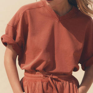 Conjuntos de verano para mujer, camiseta de 2 piezas, conjunto corto, ropa con logotipo personalizado, pantalones cortos para mujer y conjunto de 2 piezas, conjunto corto sólido para mujer - Product Image 3