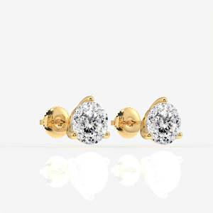 Portuguese Cut Moissanite Diamond 9K Gold <b>Earrings</b> Three Prong Setting - Product Image 2