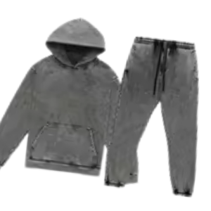 <b>Grey</b> Acid Washed Hoodie Tracksuit <b>Men</b> Fleece Pullover <b>Sweatshirt</b> Jogger Pants Set Casual Streetwear Winter Sports Outfit - Product Image 6