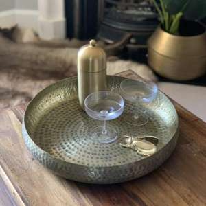 Plateau de service en laiton en métal à la demande énorme avec conception de forme ronde forme et taille personnalisées pour servir la bouteille de fruits alimentaires - Product Image 6