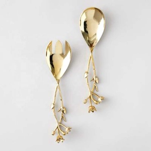 Servidor de ensalada dorado de acero inoxidable Royal Look con diseño de mango único Cubiertos de alta calidad para restaurante Boda Hogar Hotel - Product Image 1
