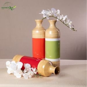 Color Coated Spun Bamboo Art Deco Coiled Handmade Eco-Friendly Tabletop <b>Decorative</b> <b>Vase</b> - Product Image 1