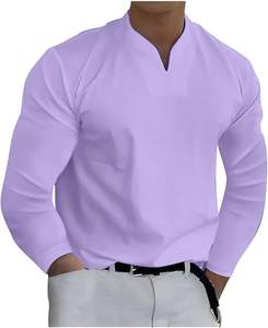 Camiseta de algodón de manga corta con cuello redondo para hombre, talla europea, camiseta informal holgada sencilla de Color sólido, gran oferta, jersey para hombre 2025 - Product Image 2