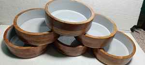 Tazón de Madera de Acacia Hecho a Mano con Estilo Rústico y Revestimiento de Esmalte, con Impresión Audaz, para Vajilla Ecológica y Regalos - Product Image 6