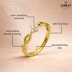 Bague élégante et tendance Hallmark, plaquée or 18 carats, en acier inoxydable, pour cadeau, mariage ou fête - Product Image 5