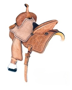 Pelle occidentale sella cavallo Tack Barrel Trail piacere selle inglese prodotti da corsa di cavalli dall'India - Product Image 1