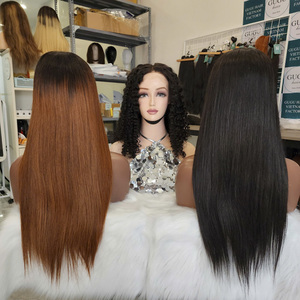 Nouvelle perruque en cheveux humains vietnamiens de 24 pouces, fermeture 5x5, lisse et soyeux, densité 180, 100% brun ombré jaune - Product Image 1