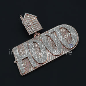 จี้ฮิปฮอปสีเงินสเตอริง925ประดับเพชรที่ปลูกในห้องปฏิบัติการที่มีการตัดเพชรที่ชัดเจน VVS ชุบทองสะดุดตา - Product Image 1