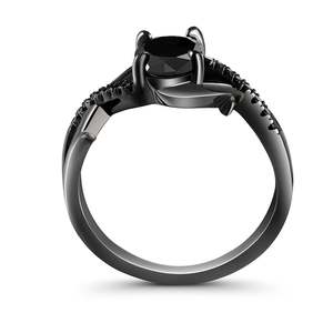 Bague ovale torsadée à épines noires, plaquée or rose, en argent sterling, bijoux romantiques pour anniversaire - Product Image 3