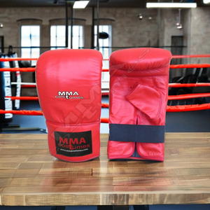 Wholesale Genuine Leather Bag Mitts Red - Custom Logo Heavy Bag & Punching Training Gloves - OEM ODM Available - Product Image 1