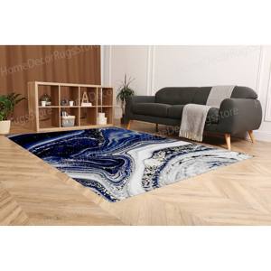 Alfombra de Mármol Azul Marino, Alfombras de Salón, Alfombra de Comedor, Alfombras Modernas, Alfombra Gobelino - Product Image 5