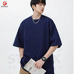 T-shirt personnalisé poids lourd délavé à l'acide pour hommes 100% coton épaule tombante surdimensionné Vintage Streetwear Jersey T-shirt vierge - Product Image 1